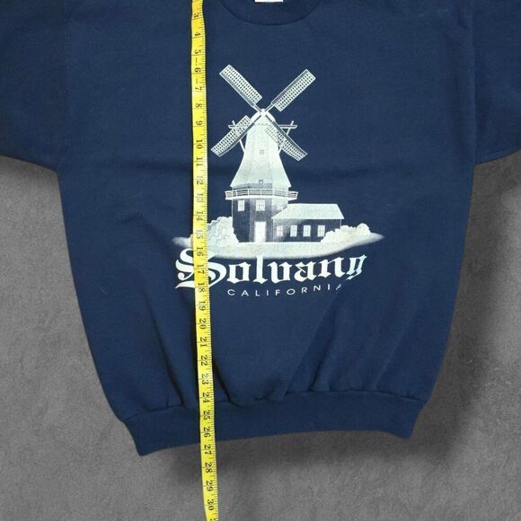 Vintage Dutch Windmill Solvang California Sweatshirt Men's L Long Sleeve Blue - Picture 4 of 5